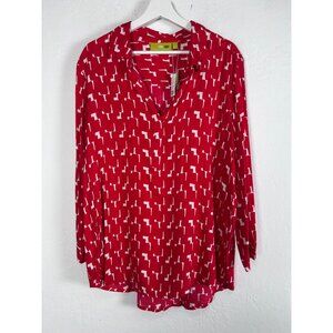 Rockflowerpaper Womens Audrey Red/White Abstract Print Pippa Tunic Medium New